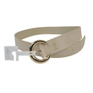 NWT Jessica Simpson Womens Beige Belt With Gold-Tone Circle Buckle Sz XL